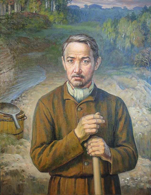 Лев Иванович Брусницын (1786–1857) — русский горняк, геолог, первооткрыватель россыпных месторождений золота в Российской Империи. Портрет (репродукция). Художник: Георгий Нечеухин