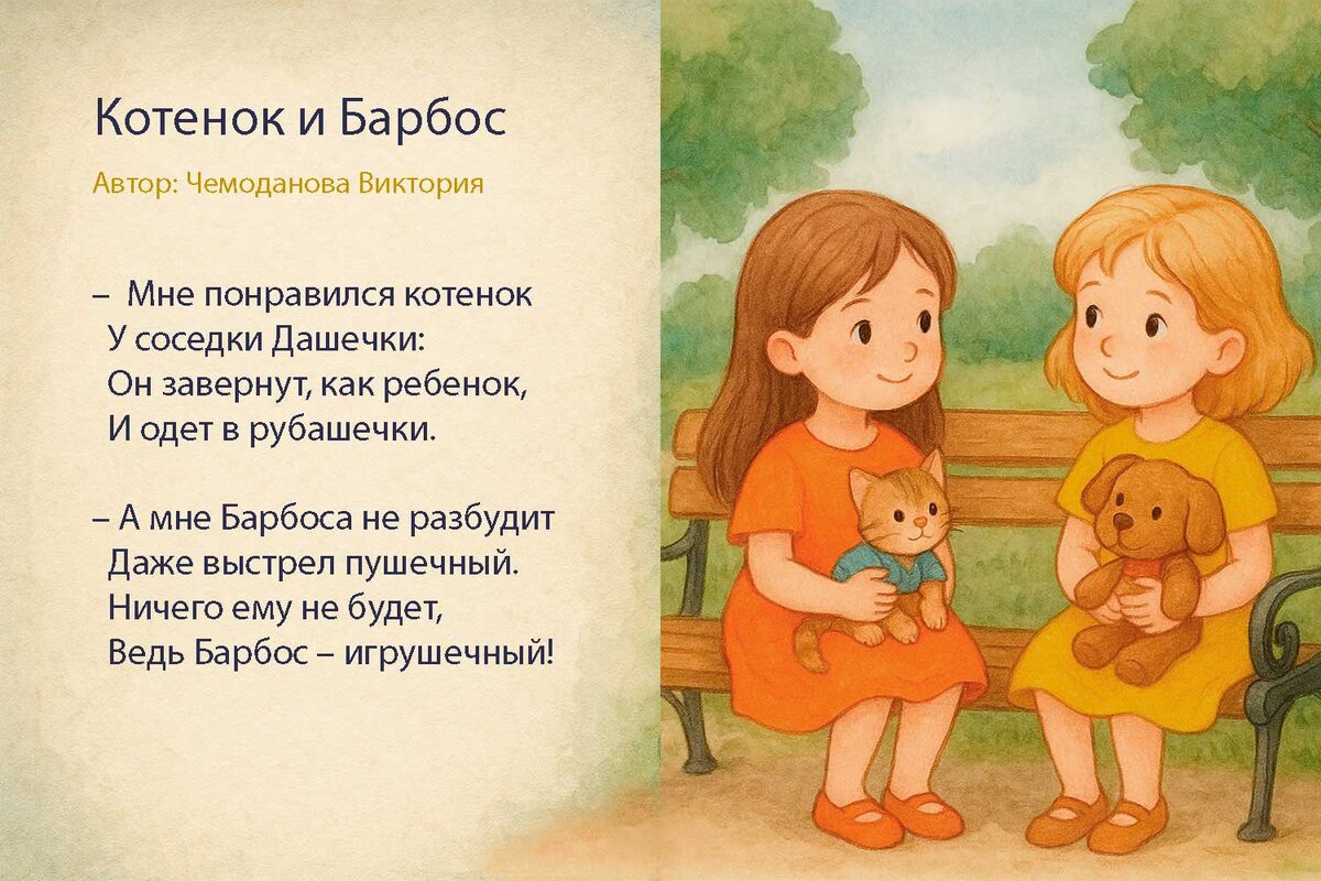 Иллюстрация Котенок и Барбос сайт v-chemodanova.ru