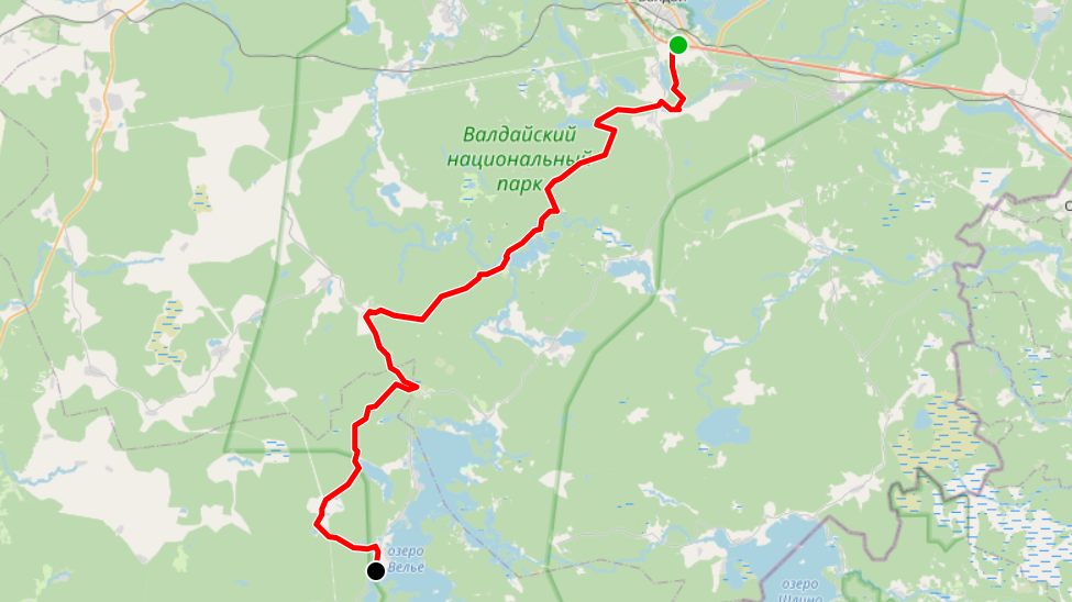 Нитка маршрута Большой Валдайской тропы (60 км)