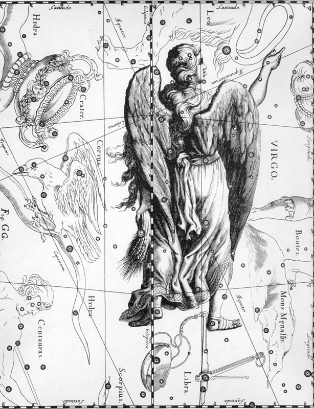 Дева в «Атласе звёздного неба» Яна Гевелия (1690)