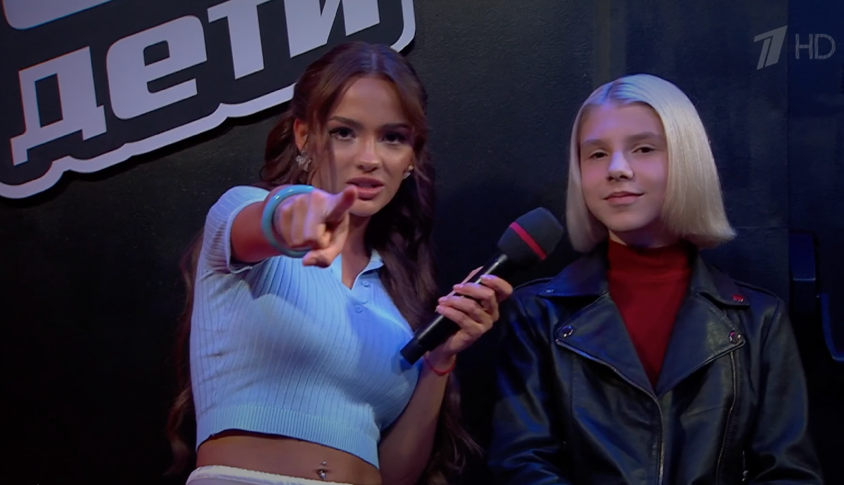 Кадр из шоу "Голос.Дети", Первый канал. Валя Карнавал