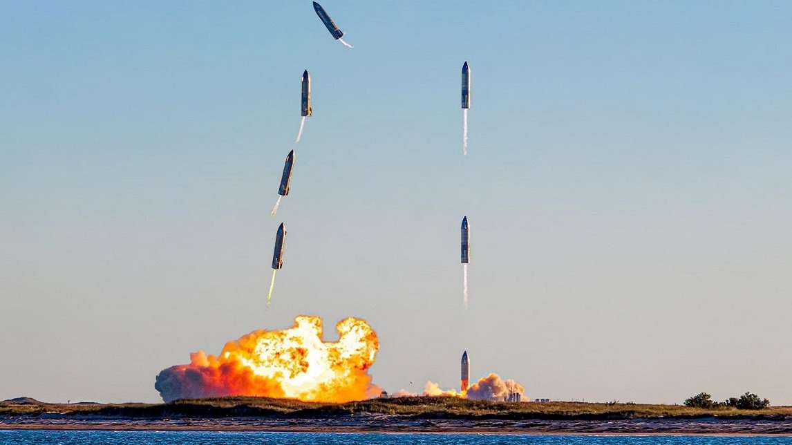 Взлет и посадка многоразового космического корабля StarShip