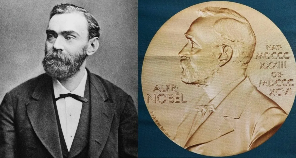 На медали, которую вручают лауреатам Нобелевской премии изображен сам Альфред Нобель