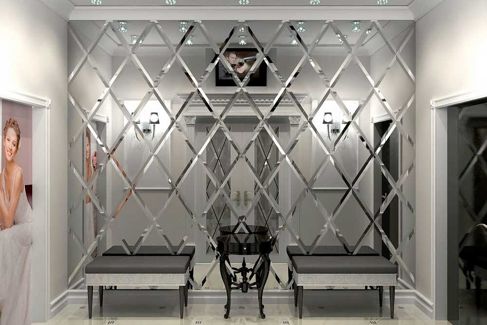 Целое зеркальное панно с гравировкой