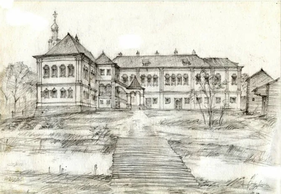 На переднем плане – мост через речку Рачку, которая протекала примерно по Колпачному переулку