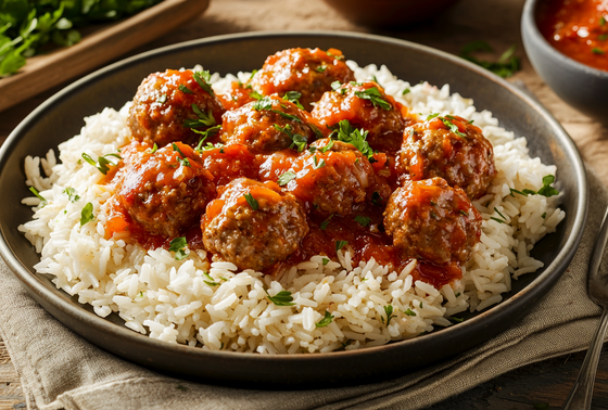    Тефтели с рисом и подливкой