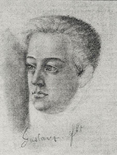 Портрет Густава Флобера, 1835 год. Рисунок  Делоне, Источник фото:https://yandex.ru/images/search?img_url=https%3A%2F%2Fmir