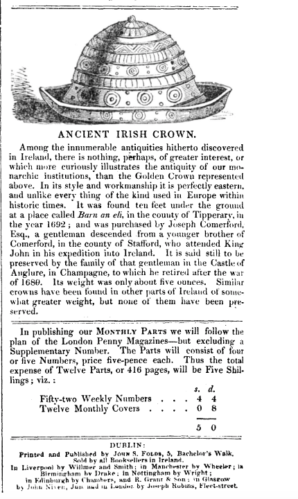 Статья из газеты, в которой первое и последнее упоминание о короне Комерфорда - и никаких упоминаний о беспорядках, в которых Джозеф Комерфорд из Суффолка, эсквайр, успел отметиться, пока не стал маркизом Д'Англер