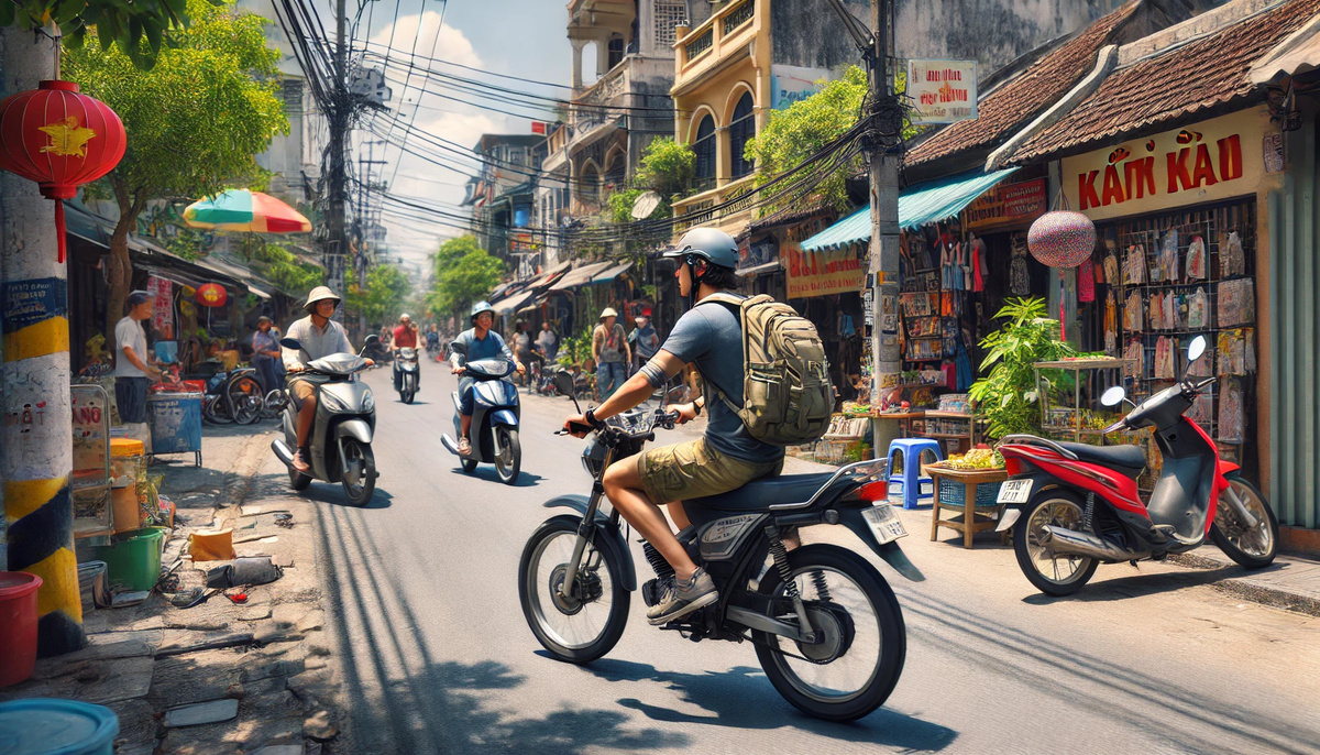 Турист на байке.