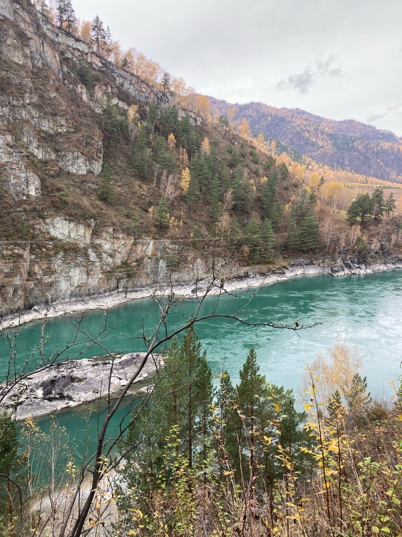 Вид на Катунь с козьей тропы в Чемале