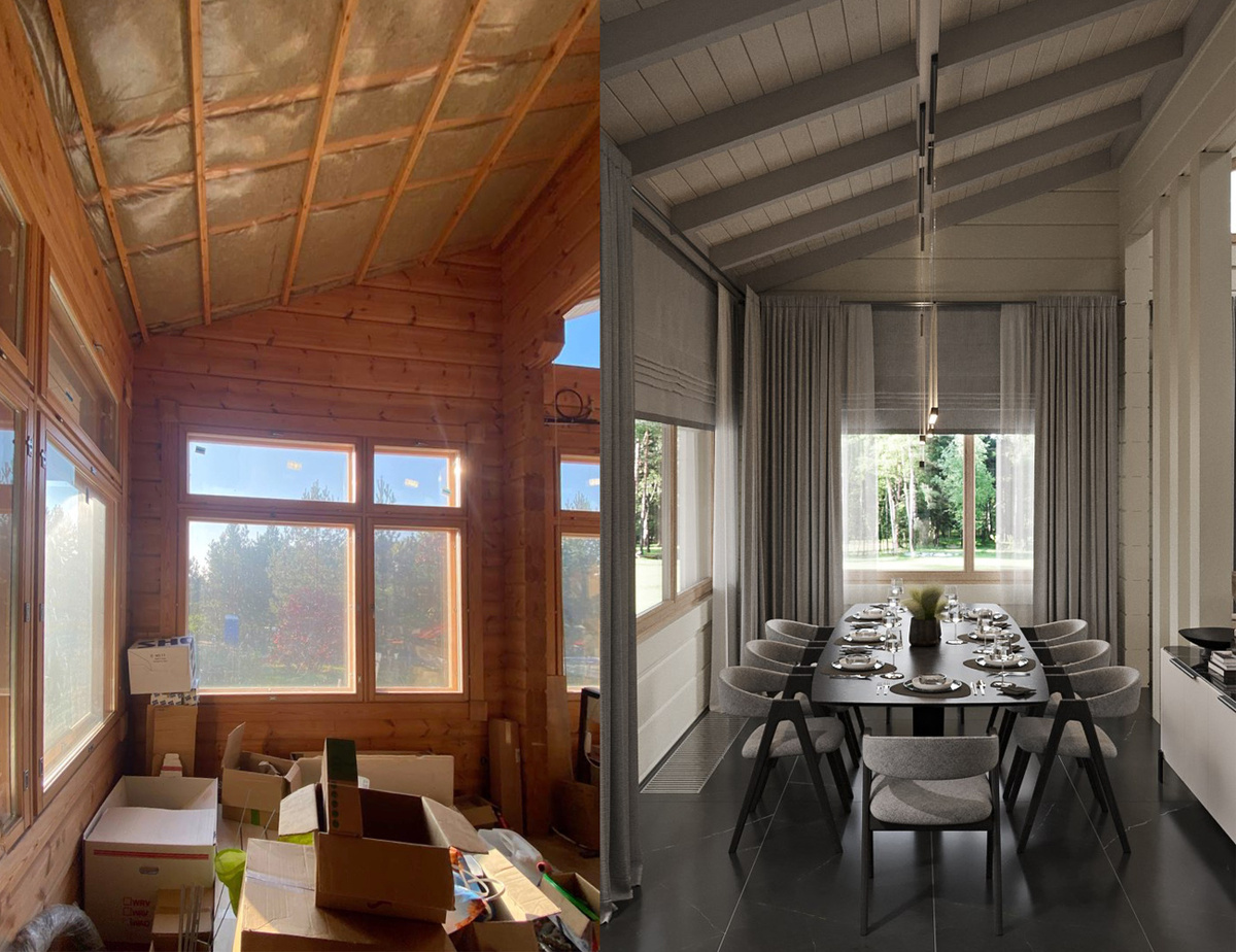 Реконструкция столовой в деревянном доме СКАНДИ