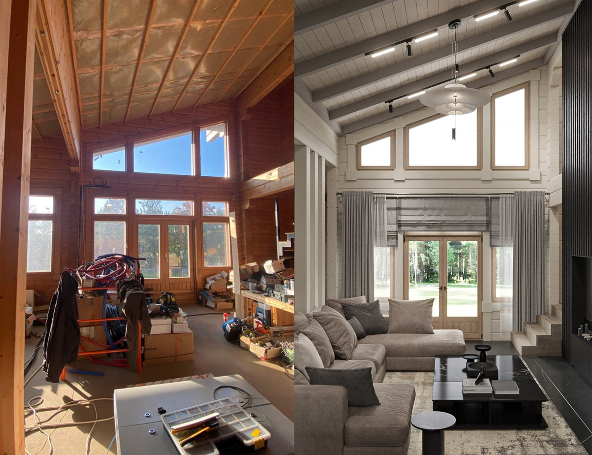 Реконструкция гостиной в деревянном доме