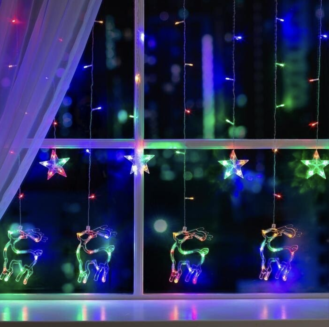 Гирлянда "Бахрома" с насадками "Олень", прозрачная нить, 8 режимов