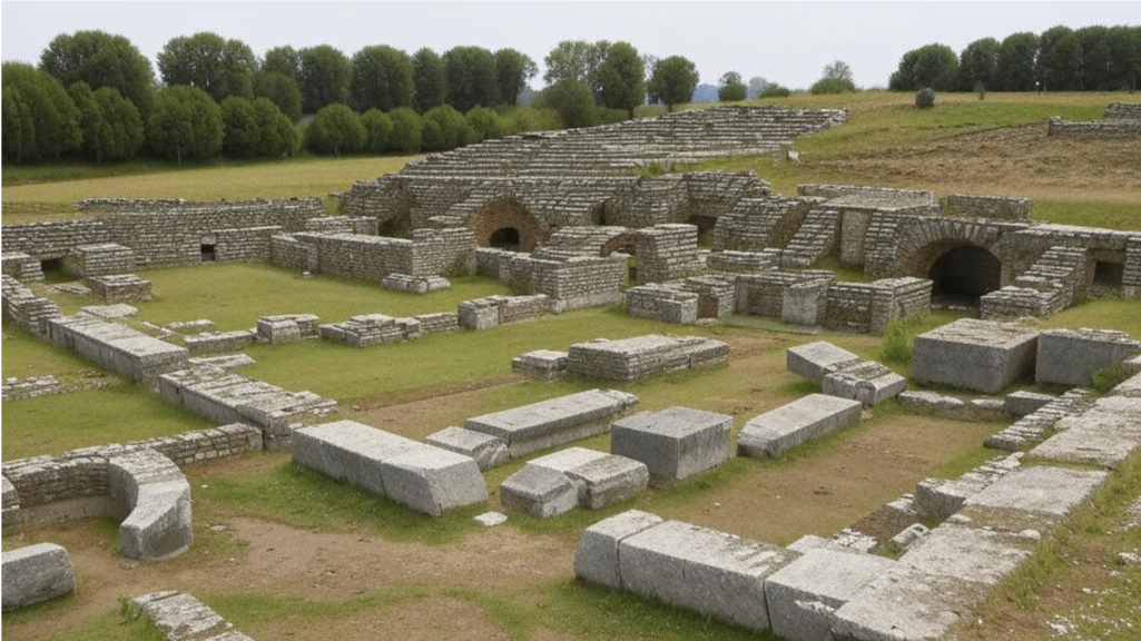 Археологические раскопки древних сражений или изображение руин древнего города.