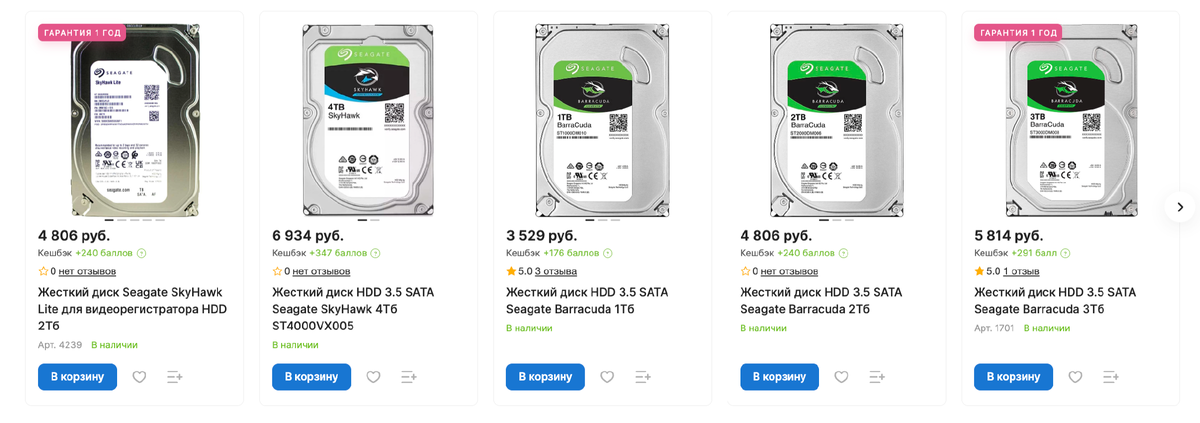 Жесткие диски для видеонаблюдения