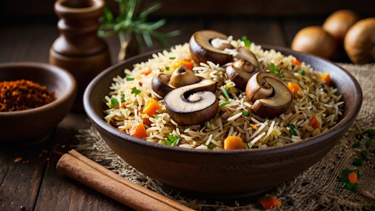 Плов с грибами