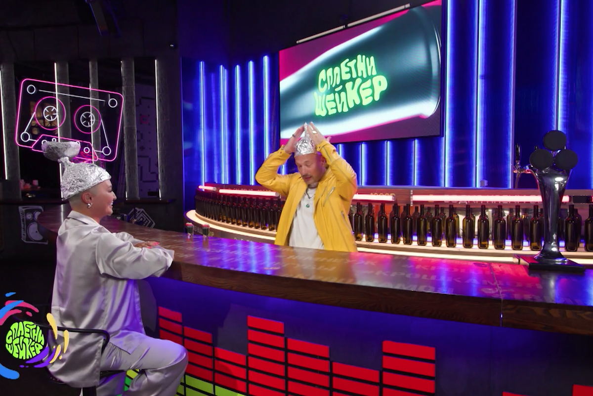    Владимир Маркони приглашает звёзд в своё шоу "Сплетни-шейкер" скрин-шот телеканала "Муз ТВ"