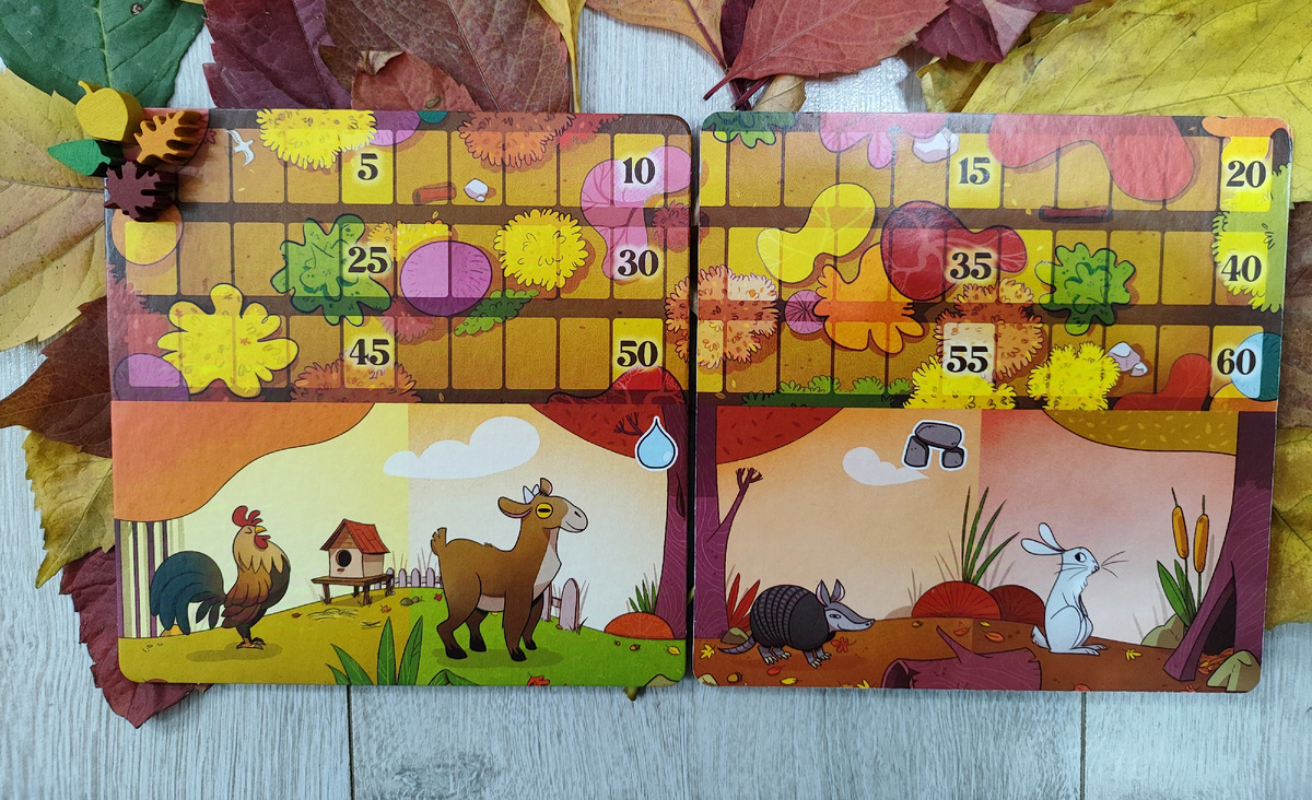 Игровое поле с листиками-фишками для подсчета очков