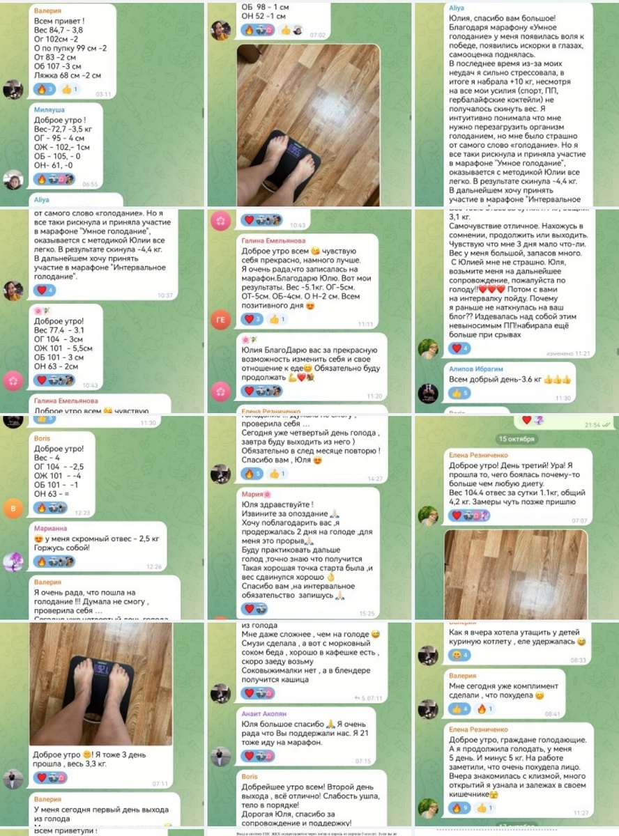 Заскринила отзывы и результаты группы трёхдневного голодания на воде 