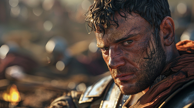 Воин римской армии на отдыхе в военном лагере. 