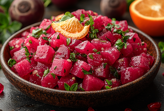    Свекольный салат с апельсином и козьим сыром: яркий и необычный вкус