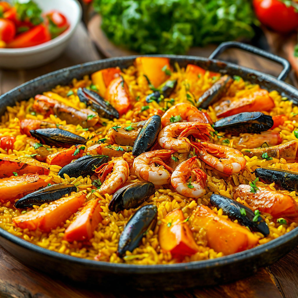 Паэлья с морепродуктами - блюдо для настоящих морских волков, которые не боятся отведать всё, что дарит океан!