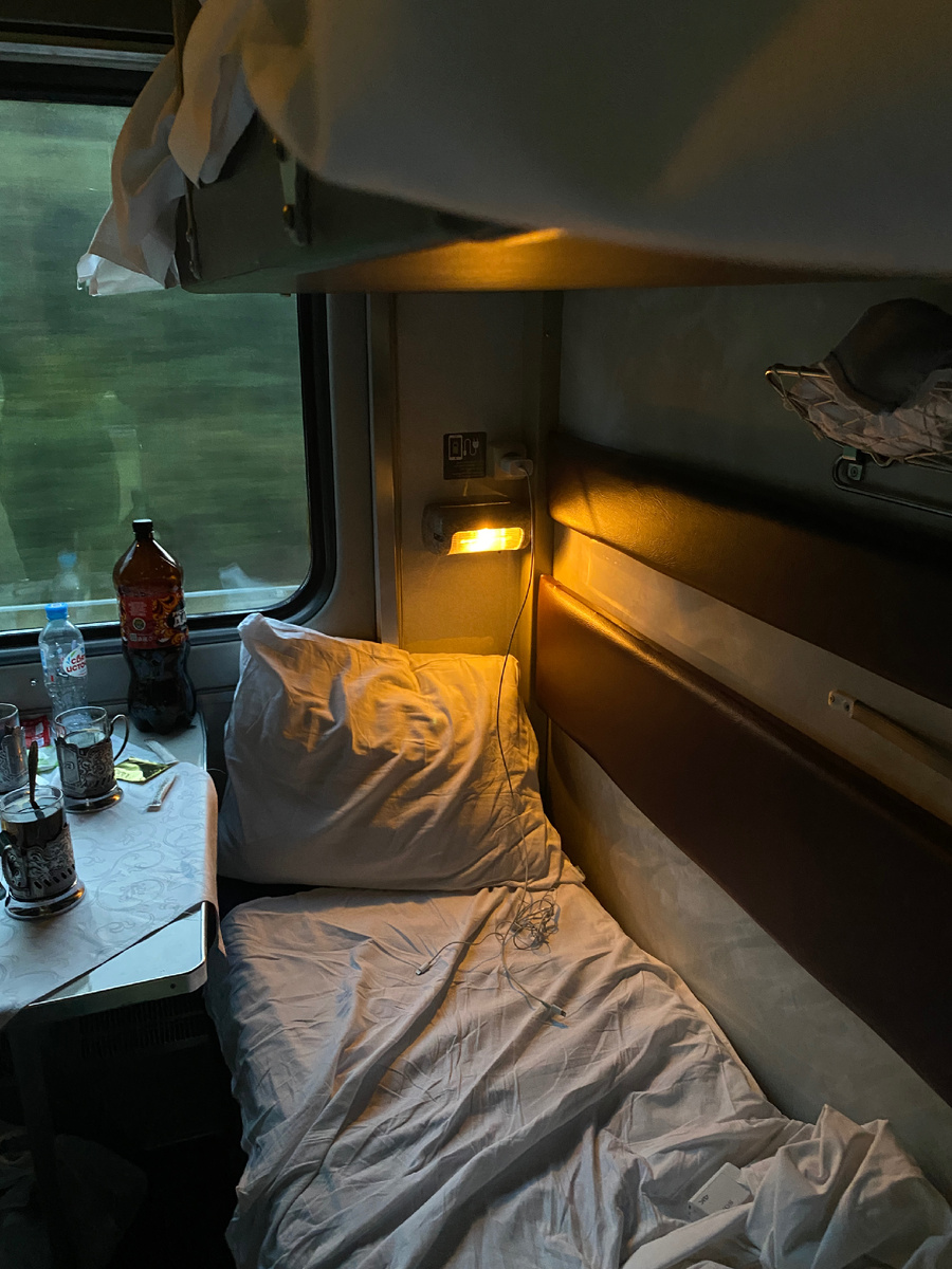 Путь домой. Наше купе. Вечерело. 