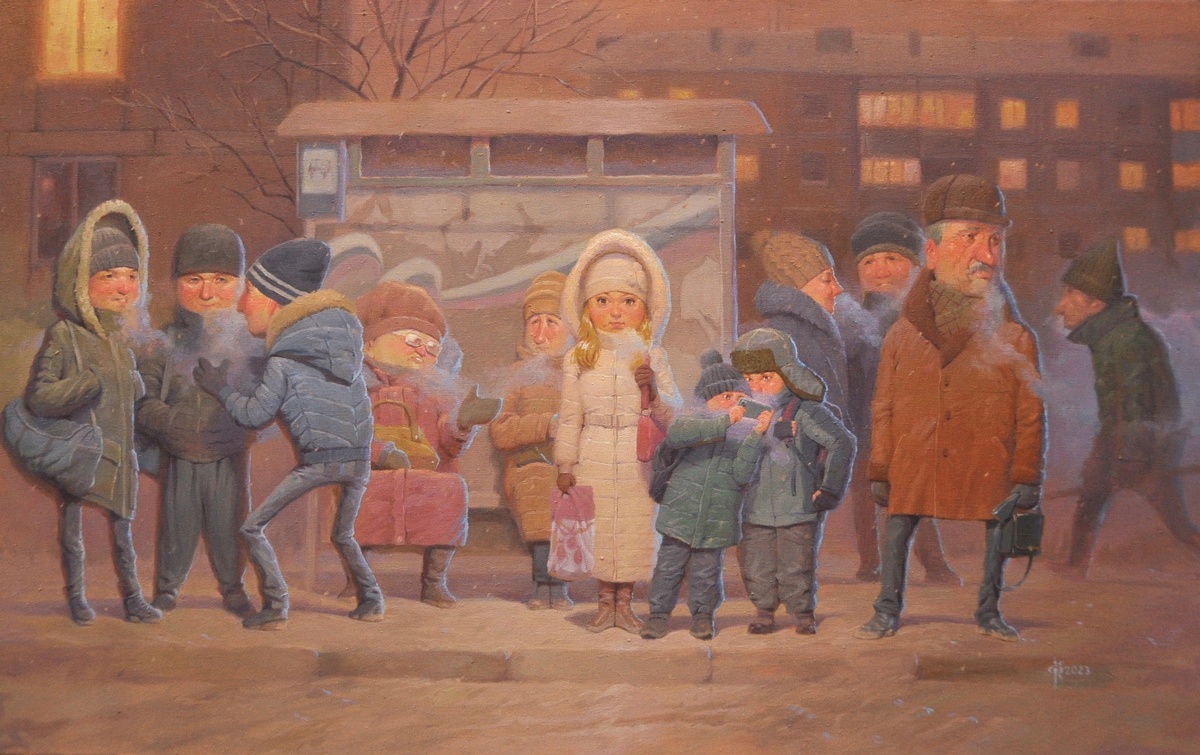 "Всё тот же снег, всё тот же праздник на носу"⁠⁠Холст, масло 65х105 см.