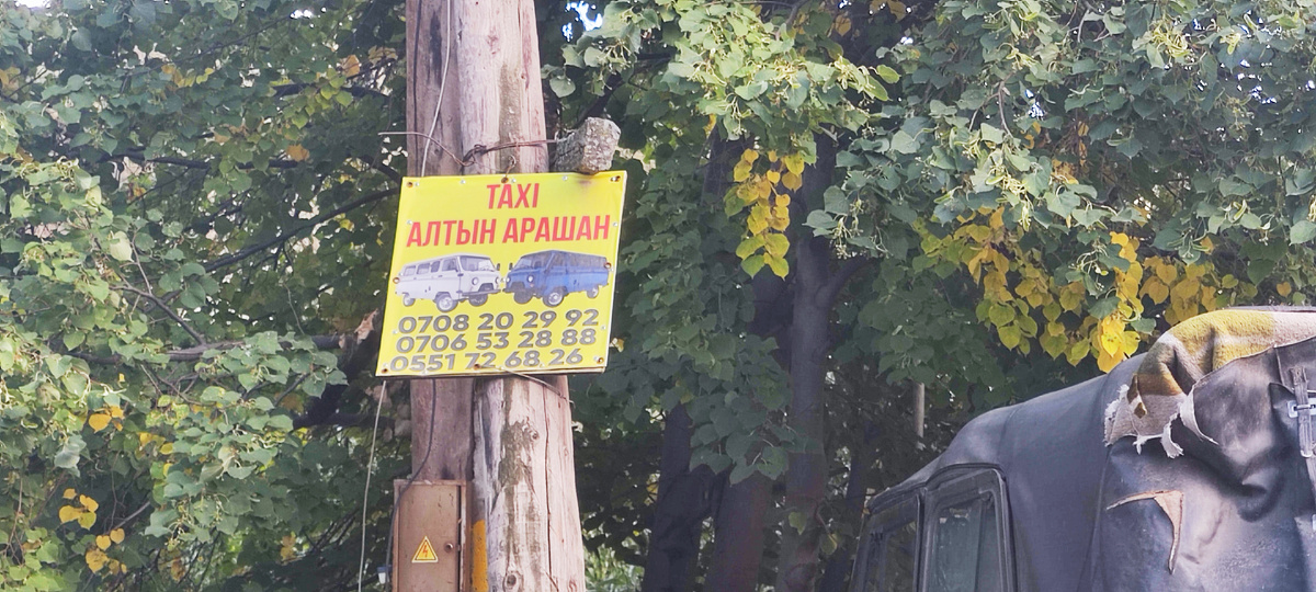 На плакате нарисованы буханки, но не только они ездят в ущелье. У нас был внедорожник, хоть мы и воспользовались одним из указанных номеров