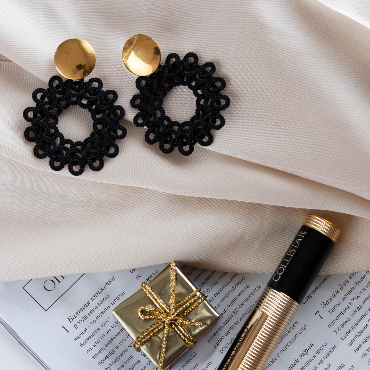 Серьги в технике фриволите