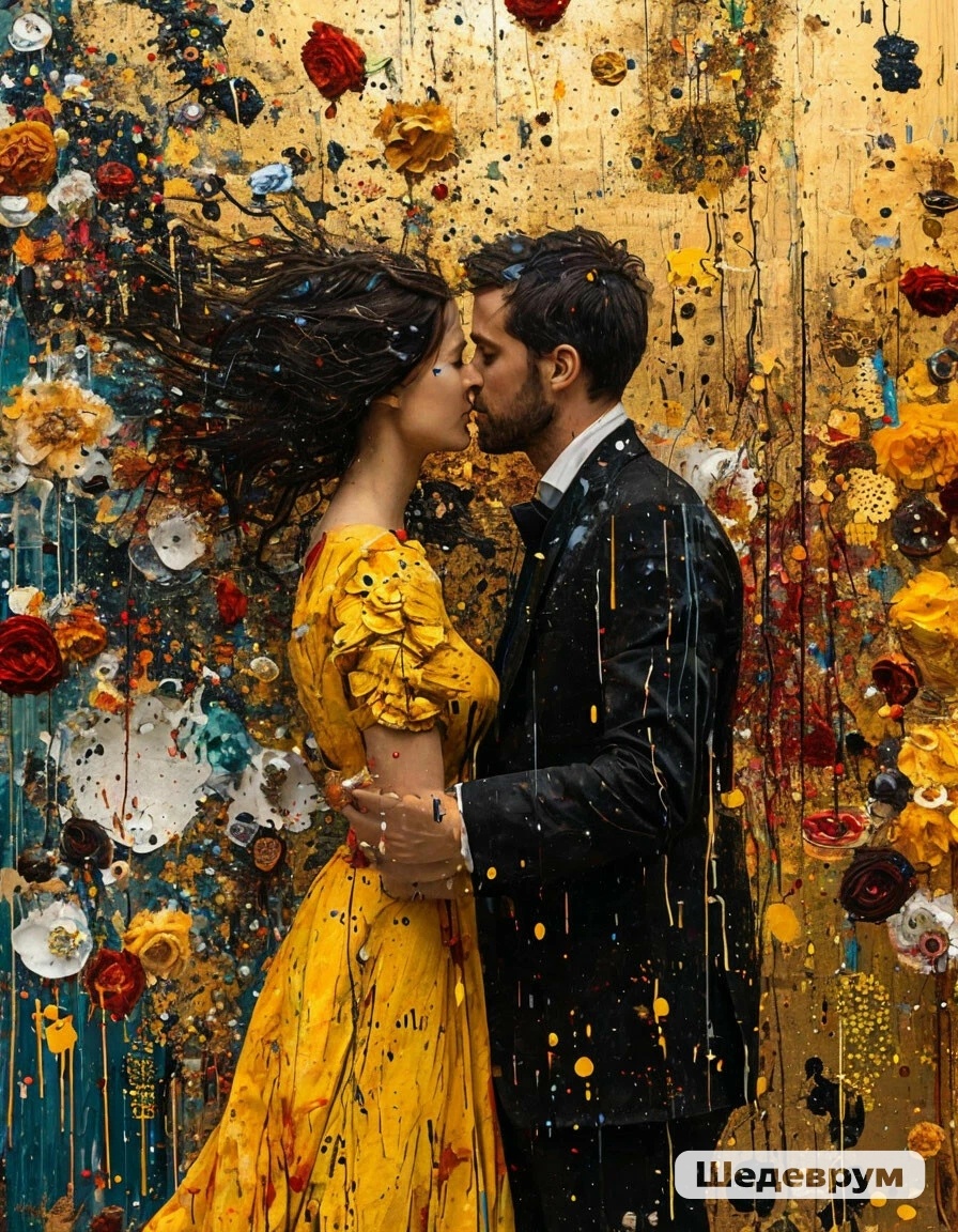 Фото канала Таро Портал ; арт в стиле Густава Климта, смешанная техника. ( Генерация ИИ) 