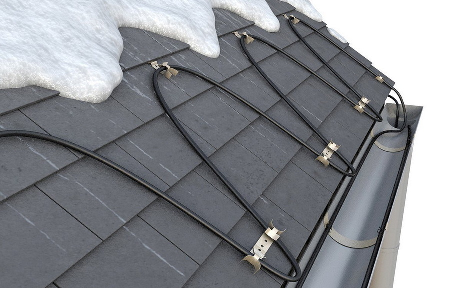 Обогрев кровли греющим кабелем в действии