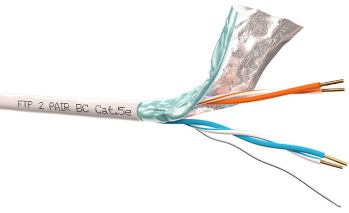 Кабель FTP2 cat.5е, одножильный, экранированный, Cu, серый, NETKO Optima Silver