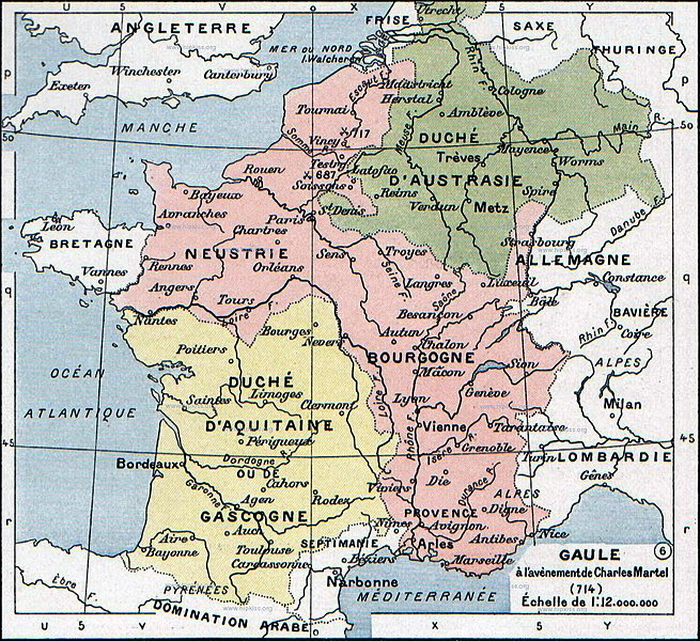                                    Карта Западной Евроаы первой половины VIII века
