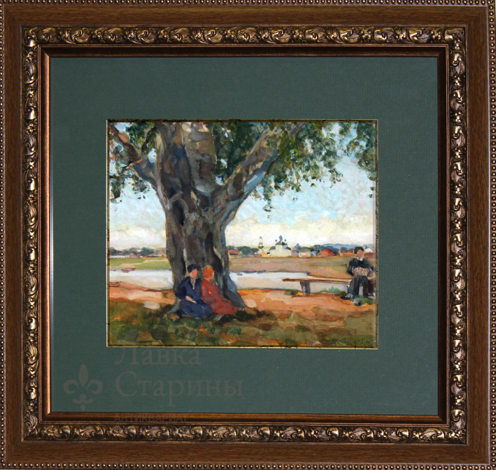 Пейзаж «Углич», художник Д. А. Колупаев, бумага, акварель, живопись СССР, 1950 г. Фото с нашего сайта dvaveka.ru