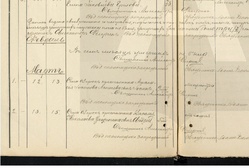 Запись о смерти Ивана. 1900 год