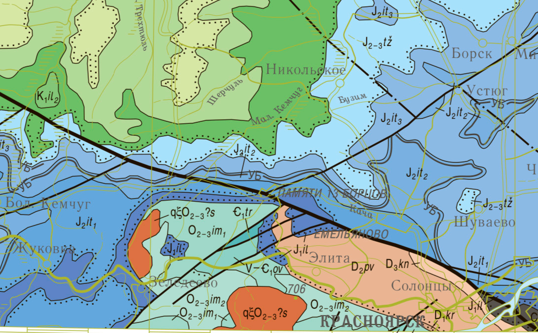 р.Кача на геологической карте