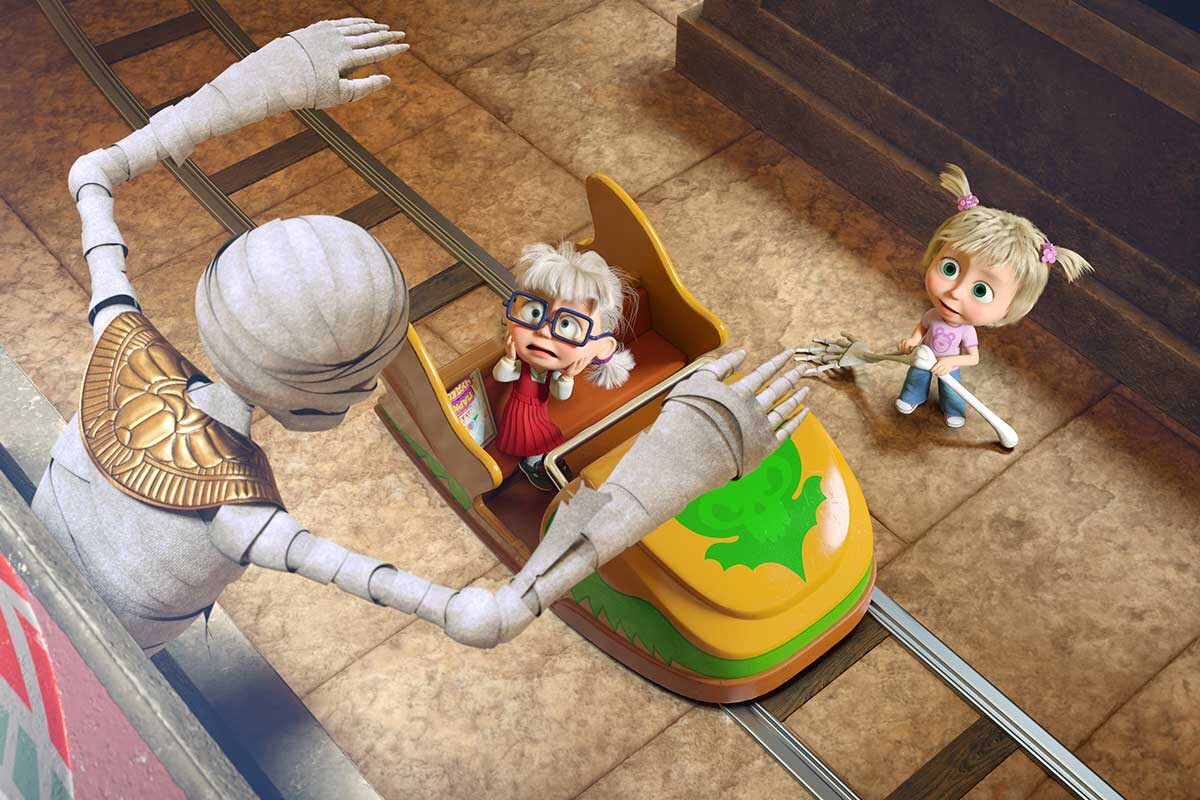 Кинопрокатная компания «Вольга»📷Кадр из мультфильма «Маша и Медведь в кино: Парк чудес», 2024 год