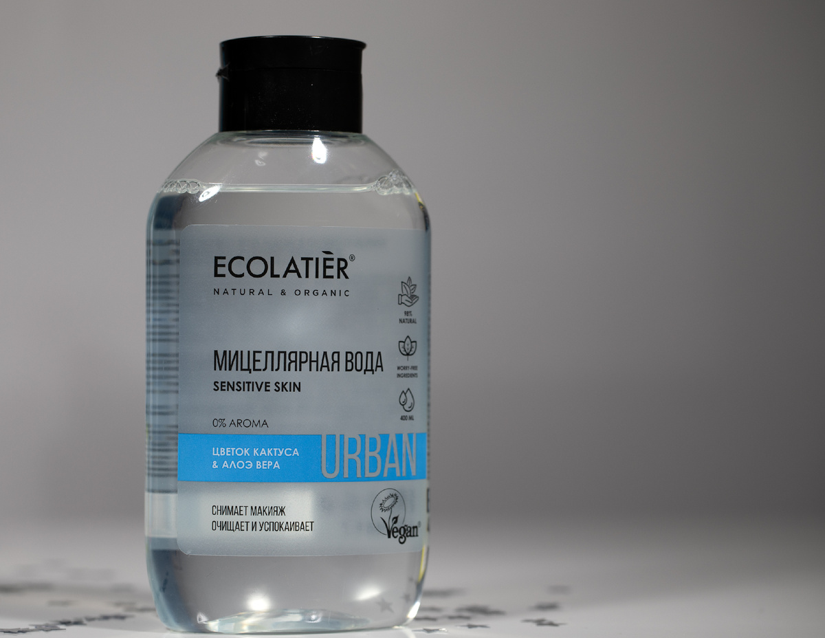 Мицеллярная вода для чувствительной кожи ECOLATIER Cactus Flower & Aloe Vera