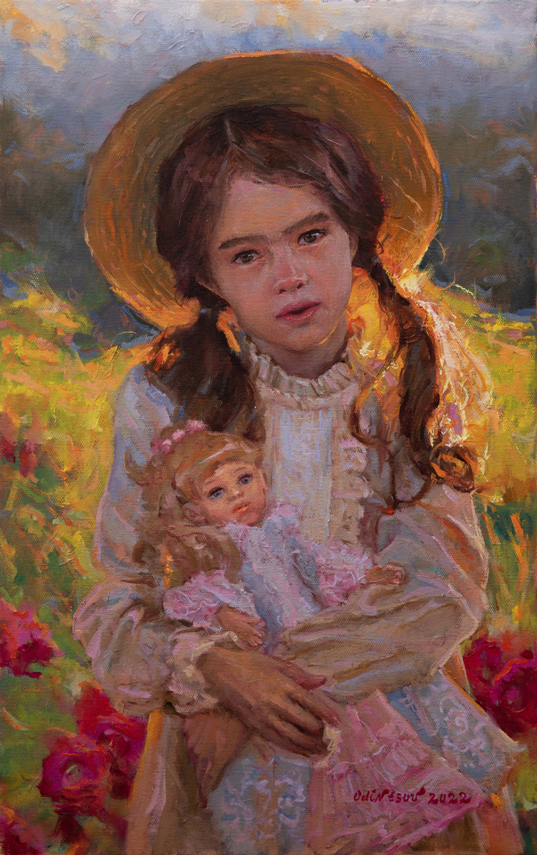 Художник Александр Одинцов портрет Анны Кукиной в образе, холст, масло, 2022, фото автора