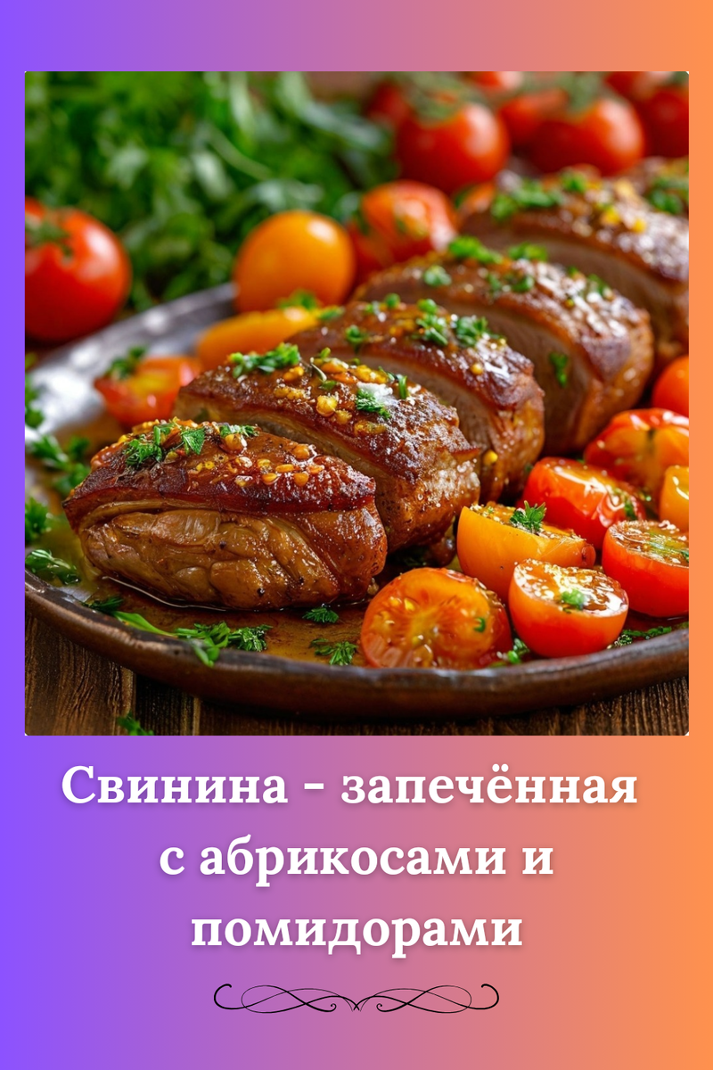 Свинина, запечённая с абрикосами и помидорами