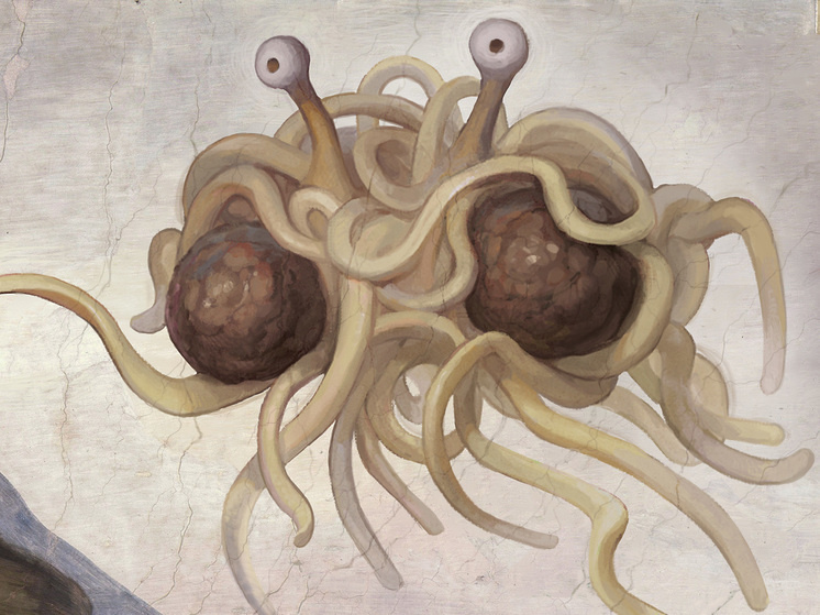 Одно из изображений макаронного Бога