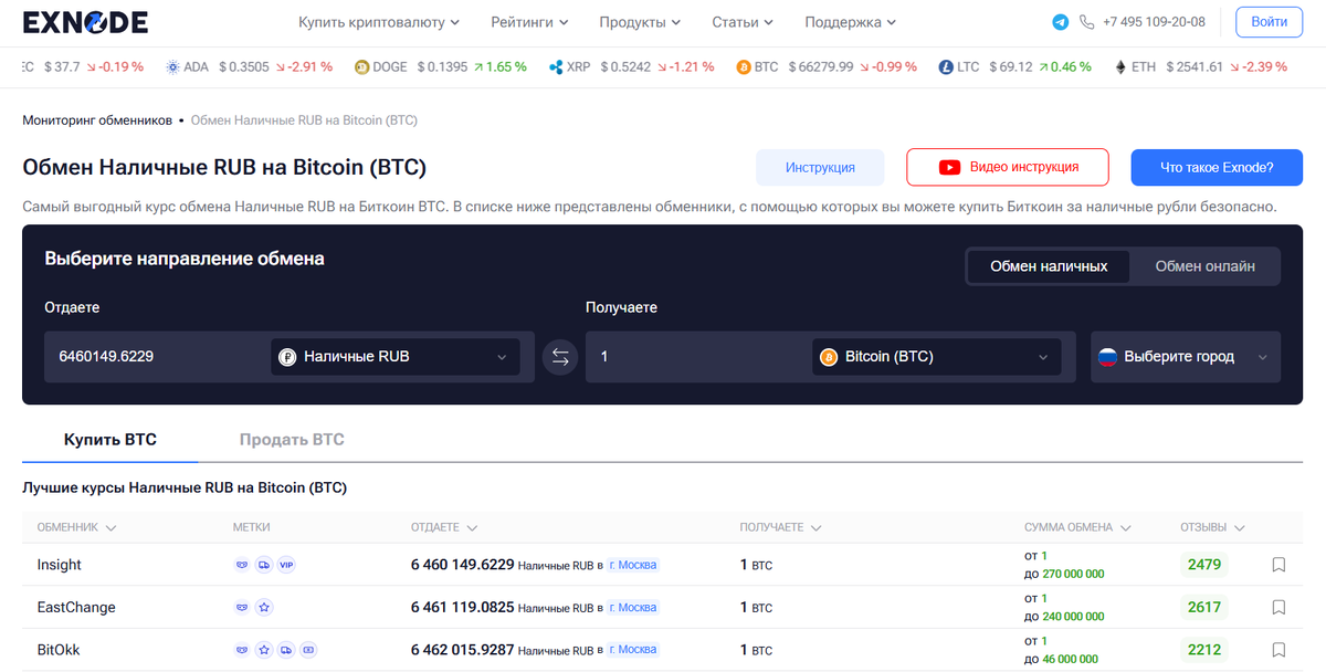 Рейтинг криптообменников Exnode