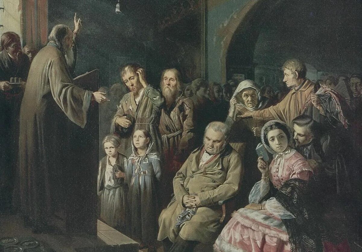 Василий Перов. «Проповедь на селе». 1861