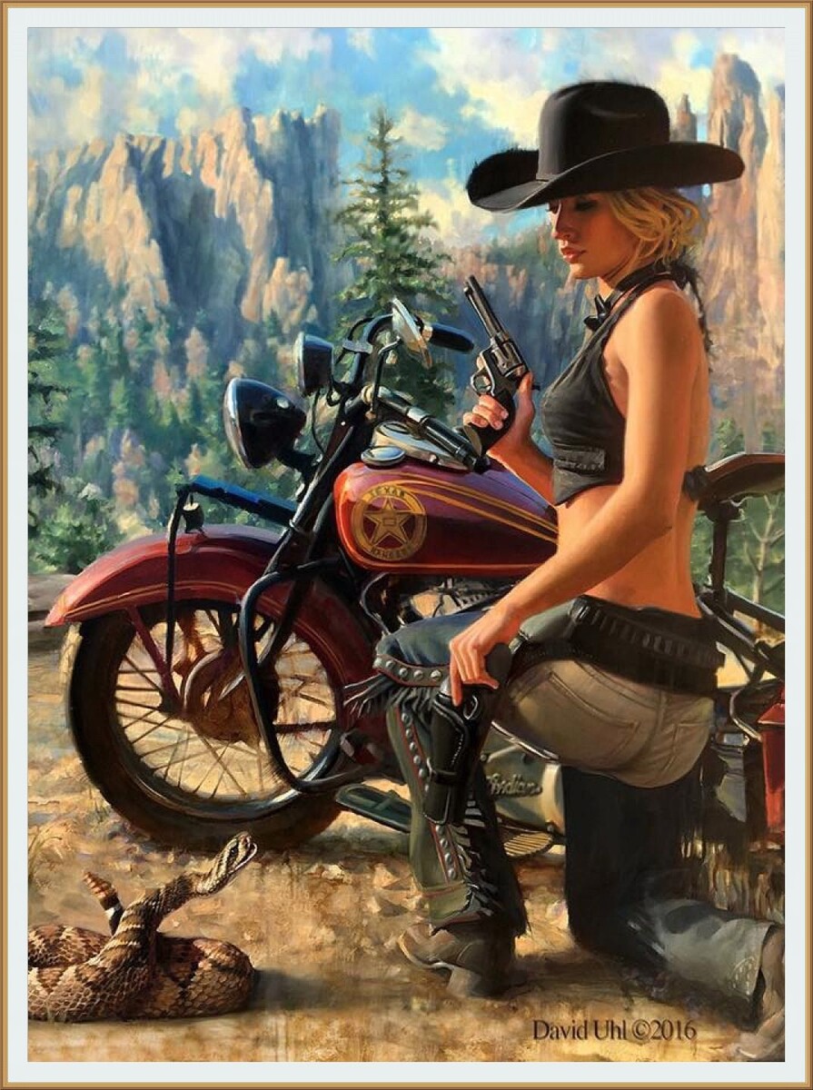 Картина от первого художника Harley-Davidson ДЭВИДА УЛА / David Uhl из его серии «Женщины Харли-Дэвидсона»