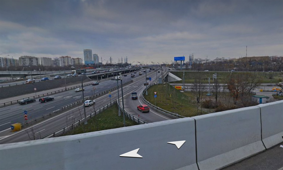 Развязка на пересечении МКАД и Волоколамского шоссе. Скриншот с панорам Яндекса.