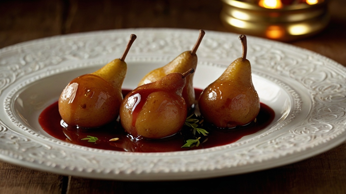 Пряные груши в винном соусе