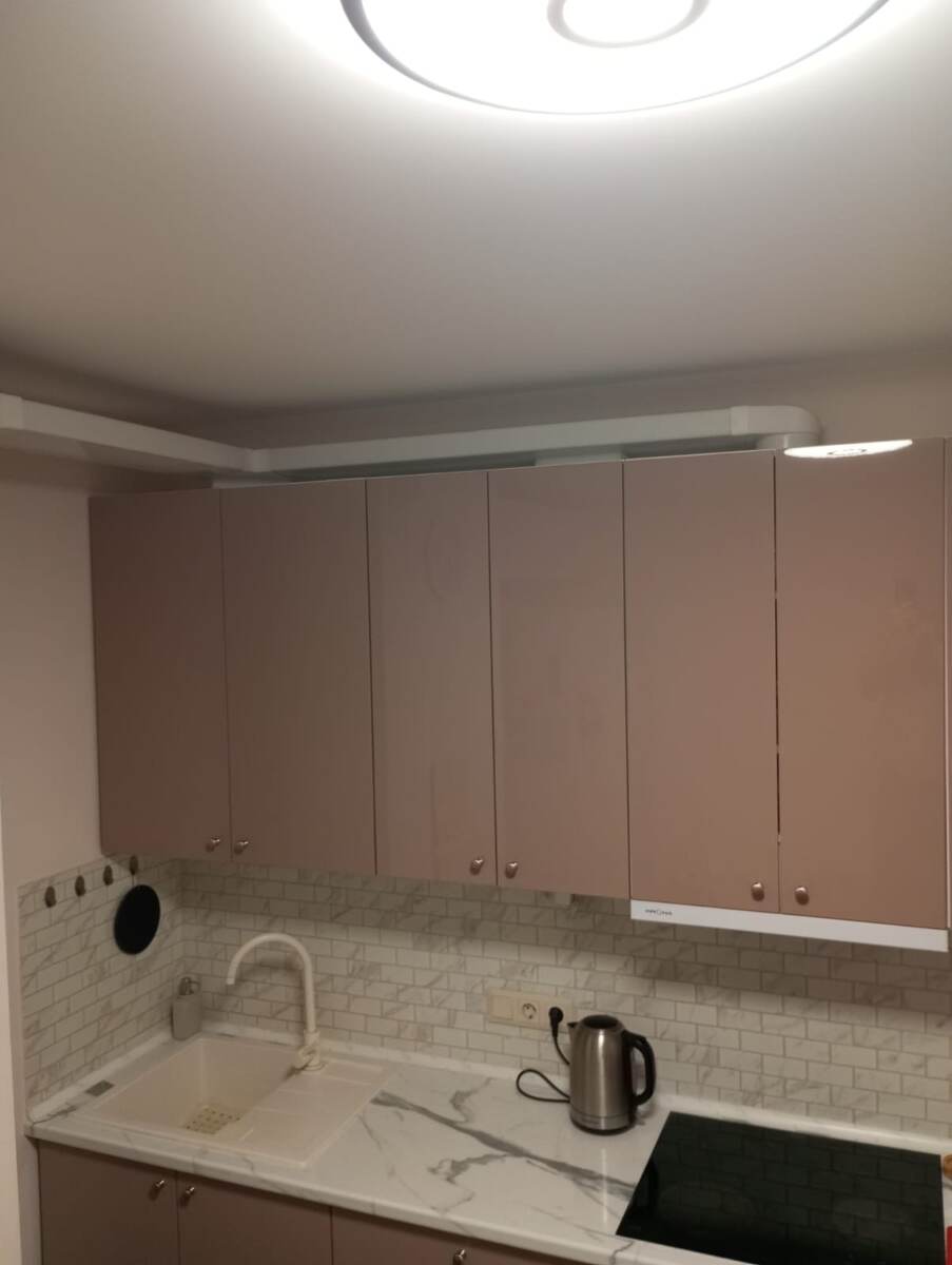 Фото 1. Освещение кухни потолочным светильником