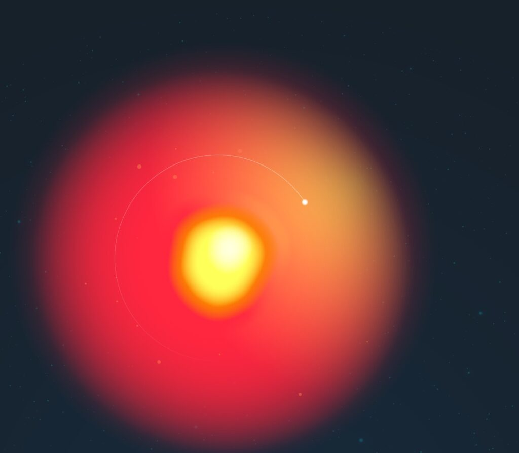 Бетельгейзе и ее компаньон. Источник: phys.org 