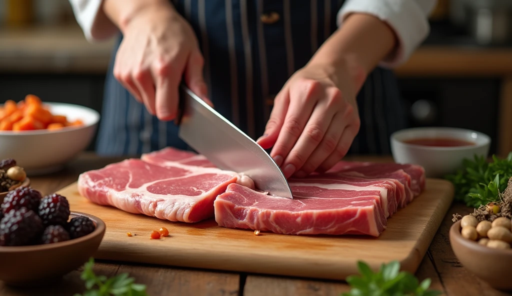 Нарезаем свинину